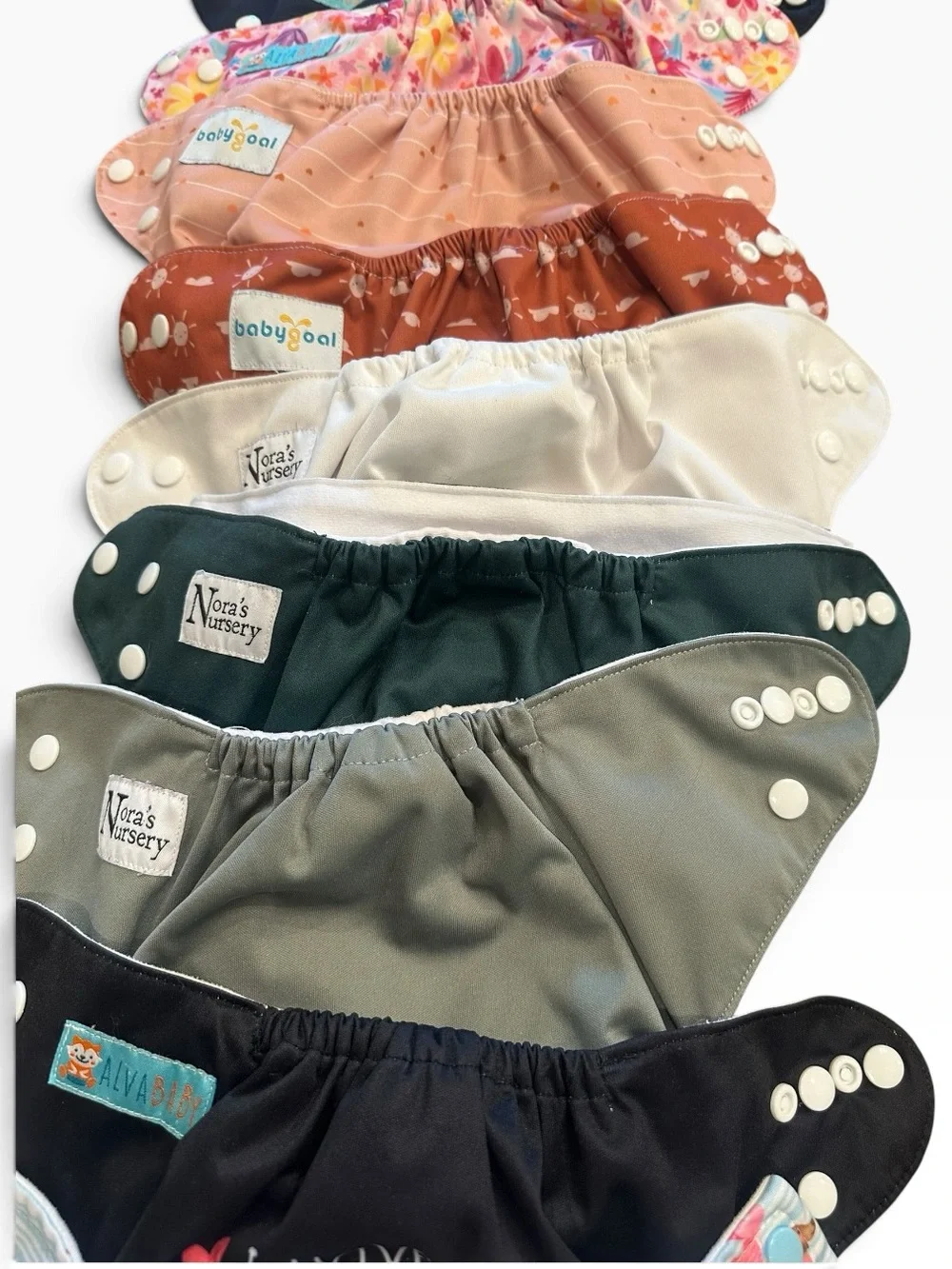 Cloth Diapers 10 with 13 Inserts and Wet Bag - Multi Color